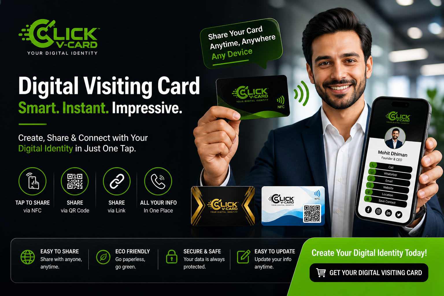 NFC business card being tapped on iPhone to share digital profile India